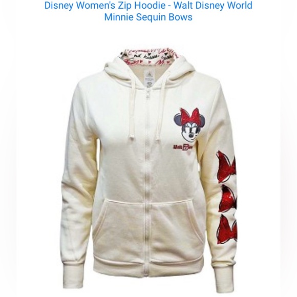 Disney Jackets & Blazers - Disney Women's Zip Hoodie, Minnie with Red Sequin Bows, Brand New, Size XS